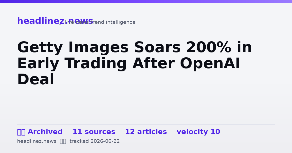 Visual summary for Getty Images Soars 200% in Early Trading After OpenAI Deal
