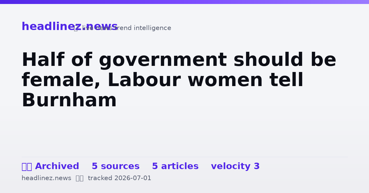 Visual summary for Half of government should be female, Labour women tell Burnham