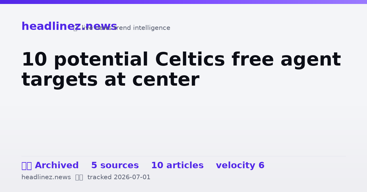 Visual summary for 10 potential Celtics free agent targets at center