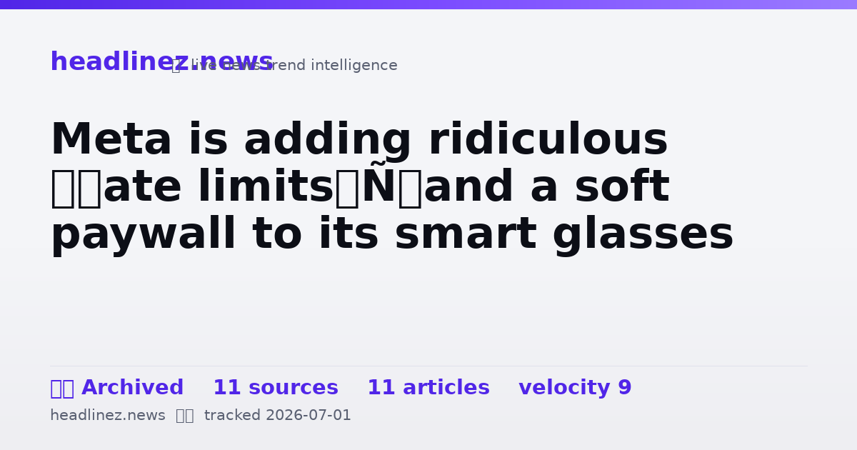 Visual summary for Meta is adding ridiculous ‘rate limits’ and a soft paywall to its smart glasses
