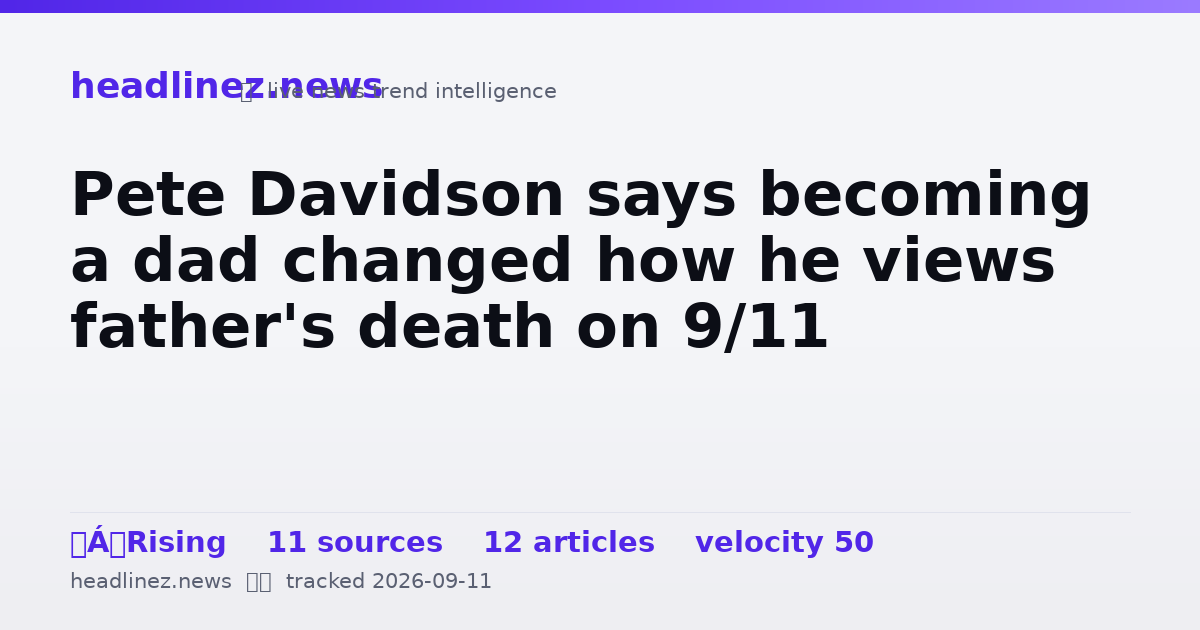Visual summary for Pete Davidson says becoming a dad changed how he views father's death on 9/11