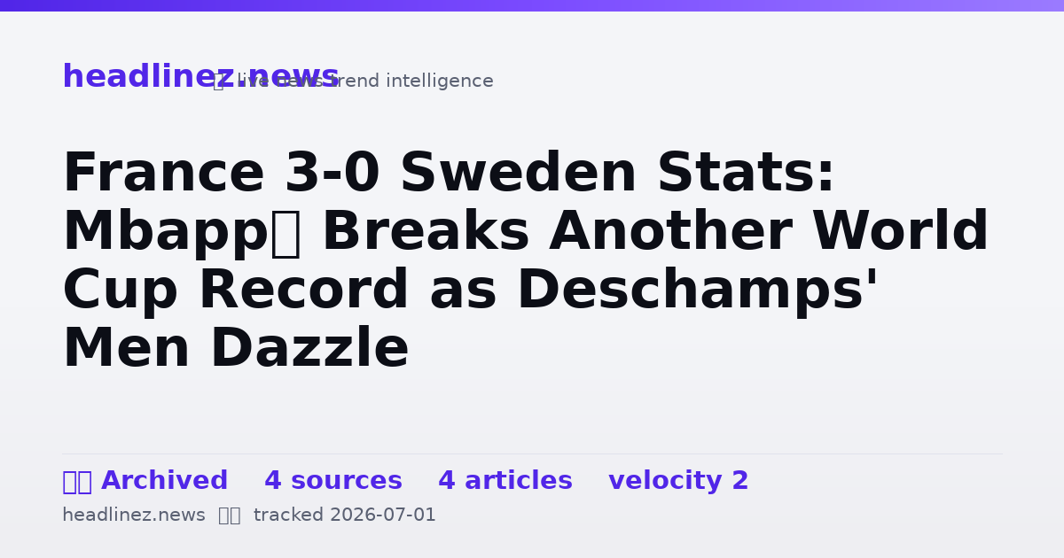 Visual summary for France 3-0 Sweden Stats: Mbappé Breaks Another World Cup Record as Deschamps' Men Dazzle