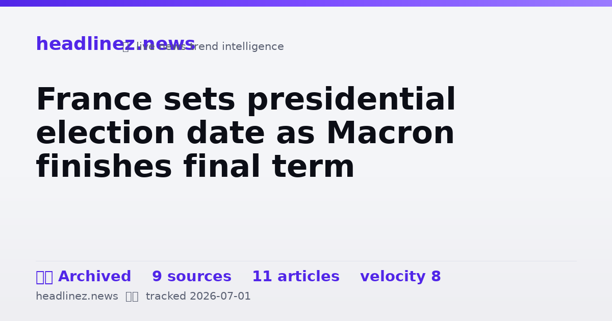 Visual summary for France sets presidential election date as Macron finishes final term