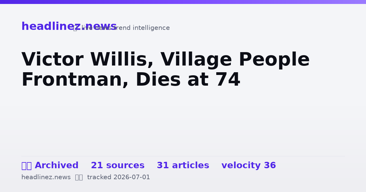 Visual summary for Victor Willis, Village People Frontman, Dies at 74