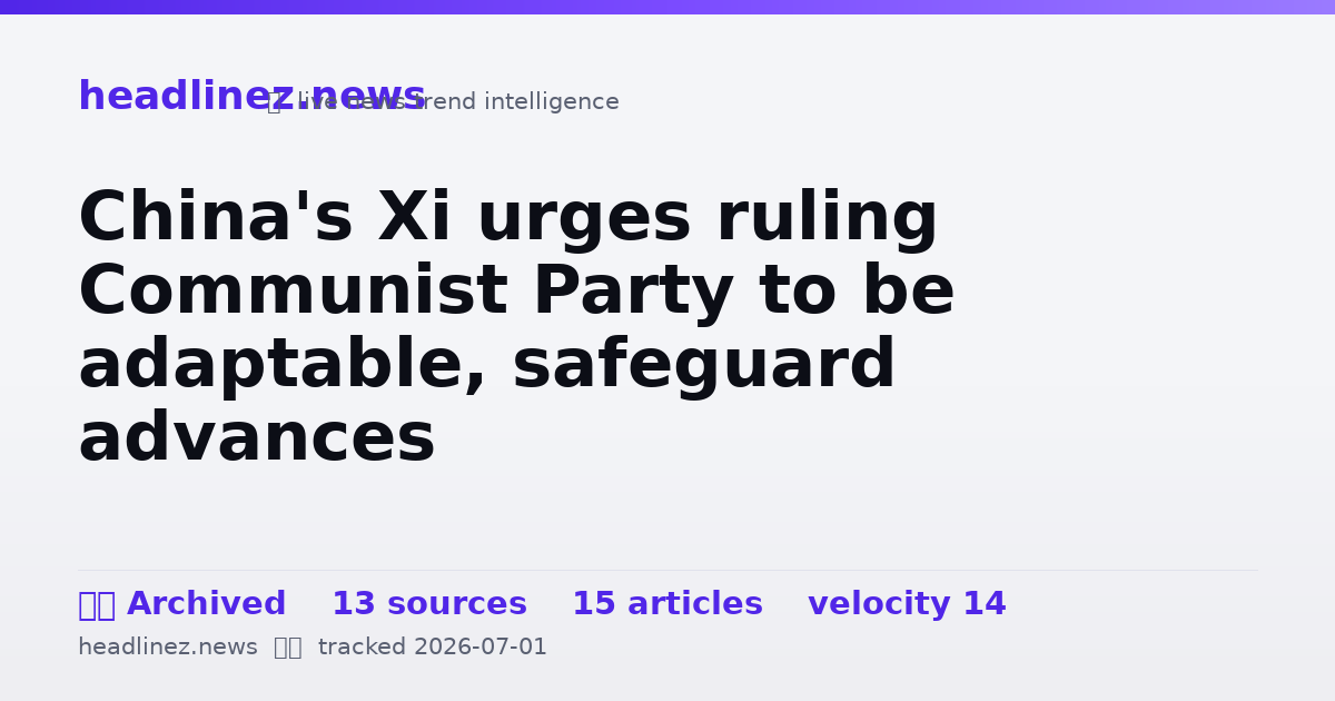 Visual summary for China's Xi urges ruling Communist Party to be adaptable, safeguard advances