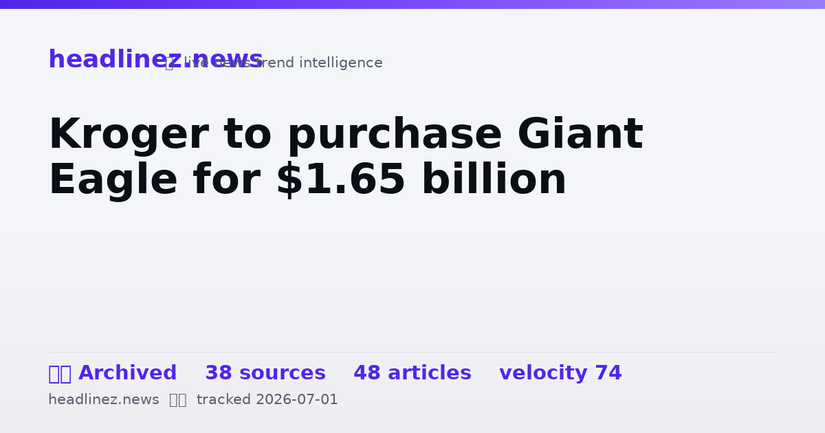 Visual summary for Kroger to purchase Giant Eagle for $1.65 billion
