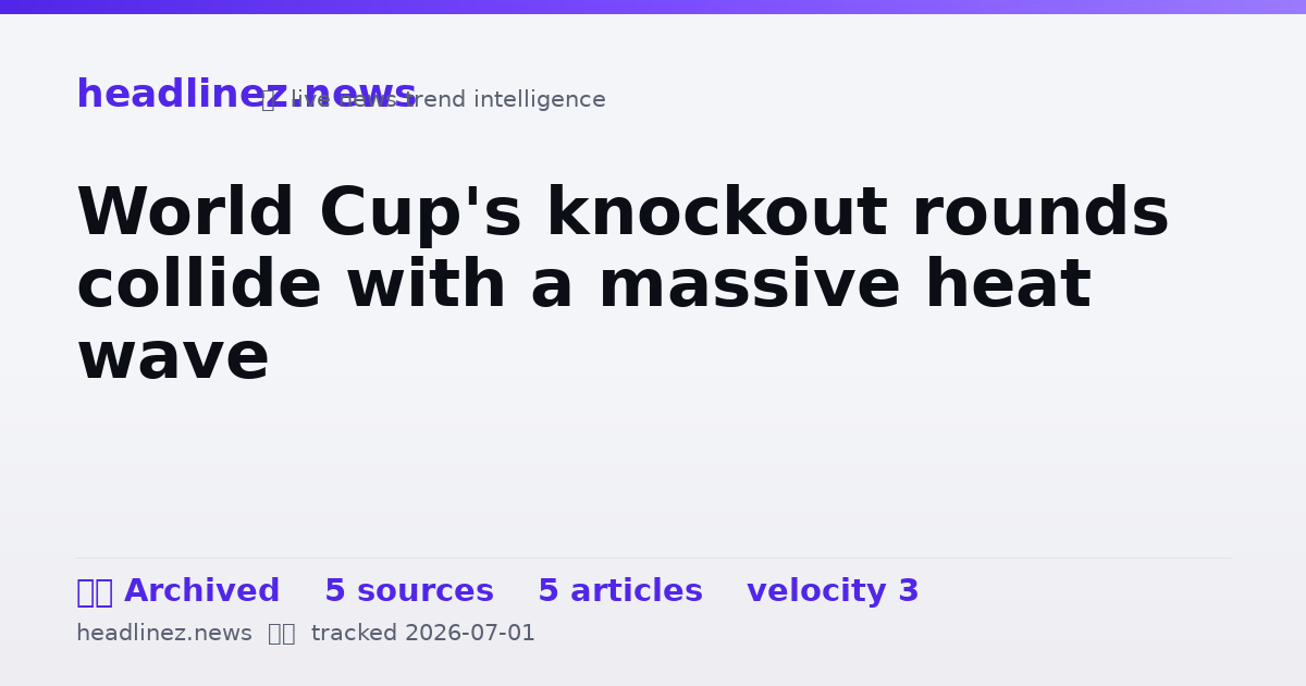 Visual summary for World Cup's knockout rounds collide with a massive heat wave