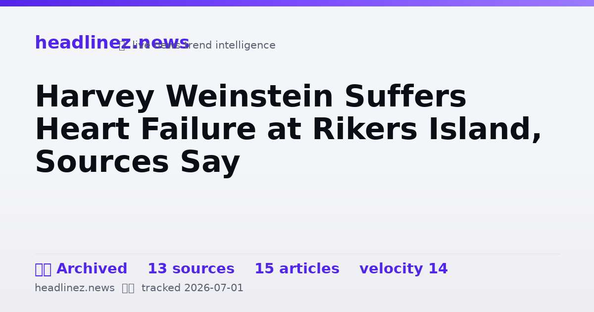 Visual summary for Harvey Weinstein Suffers Heart Failure at Rikers Island, Sources Say
