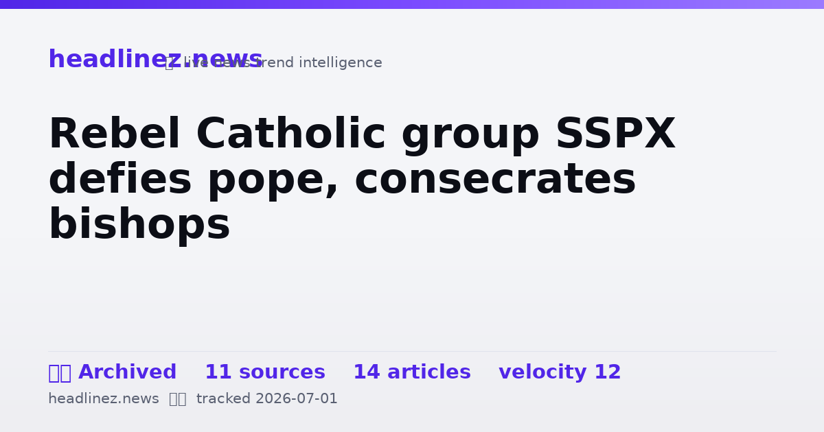 Visual summary for Rebel Catholic group SSPX defies pope, consecrates bishops