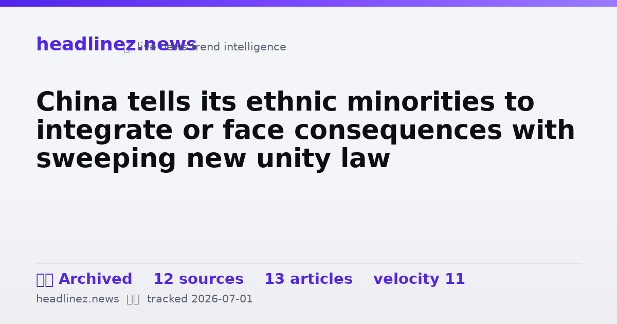 Visual summary for China tells its ethnic minorities to integrate or face consequences with sweeping new unity law