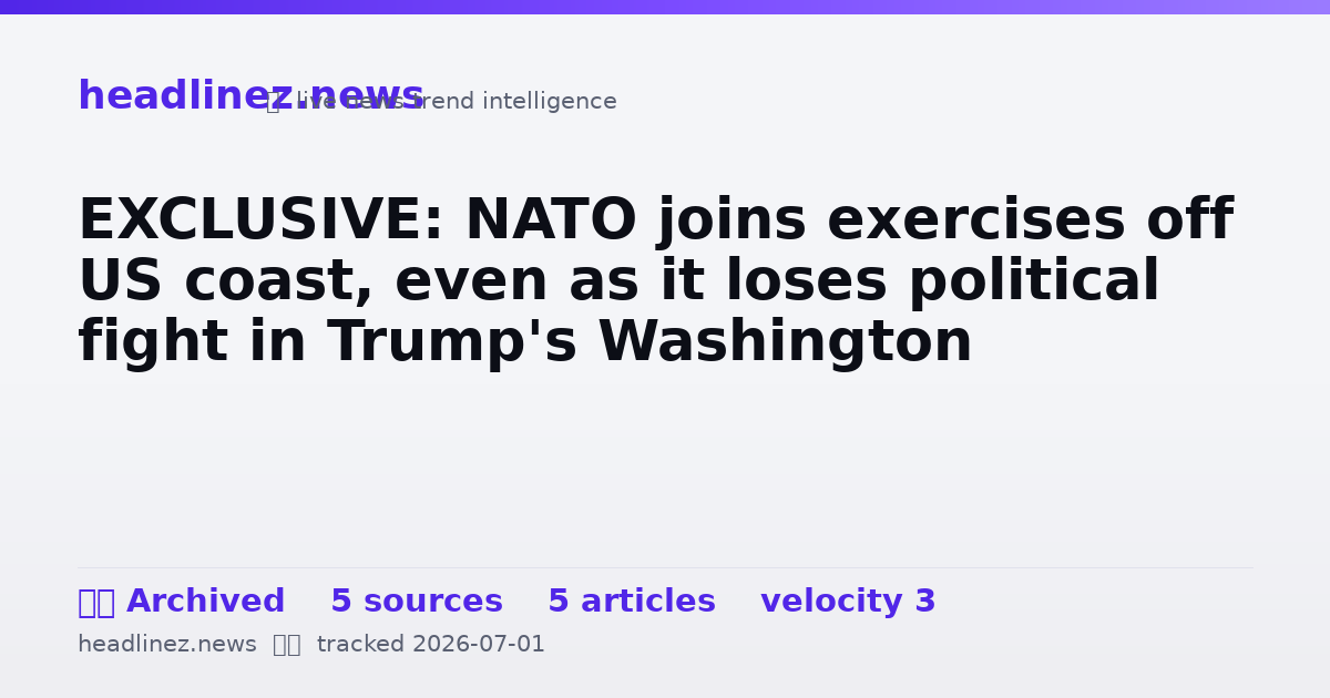Visual summary for EXCLUSIVE: NATO joins exercises off US coast, even as it loses political fight in Trump's Washington