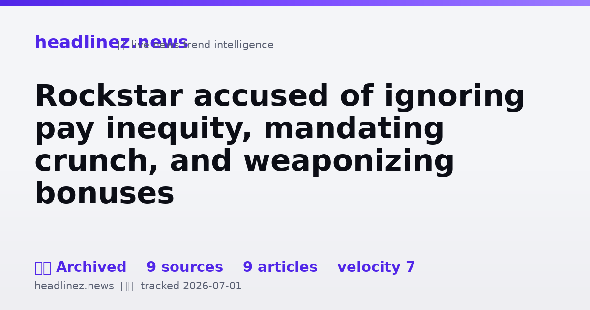 Visual summary for Rockstar accused of ignoring pay inequity, mandating crunch, and weaponizing bonuses