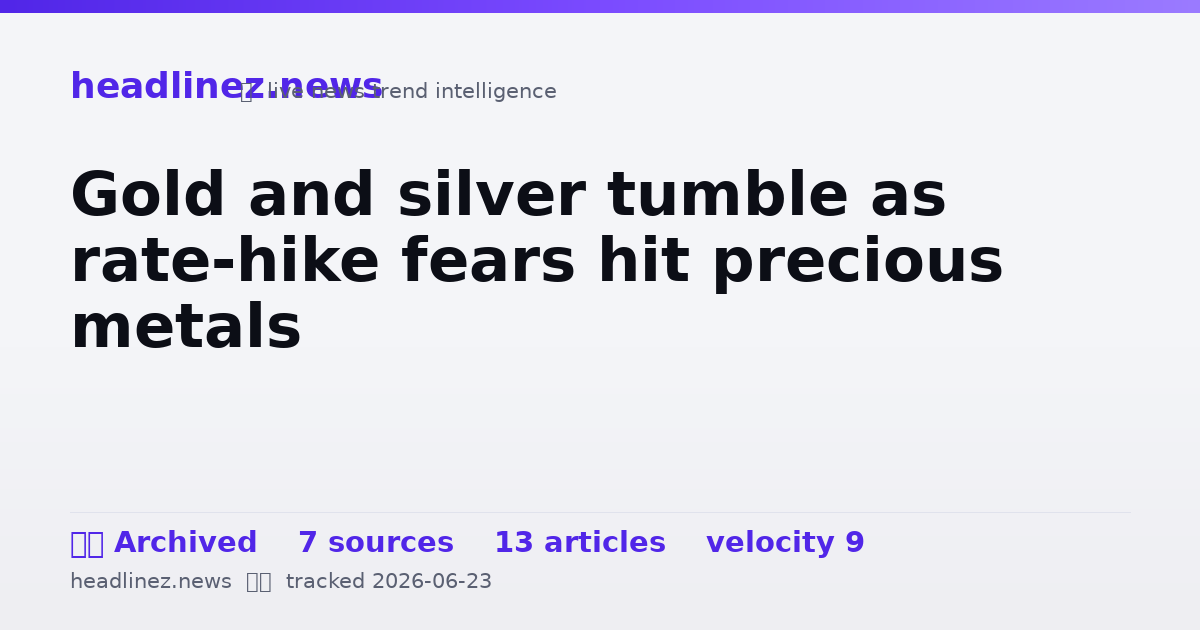 Visual summary for Gold and silver tumble as rate-hike fears hit precious metals