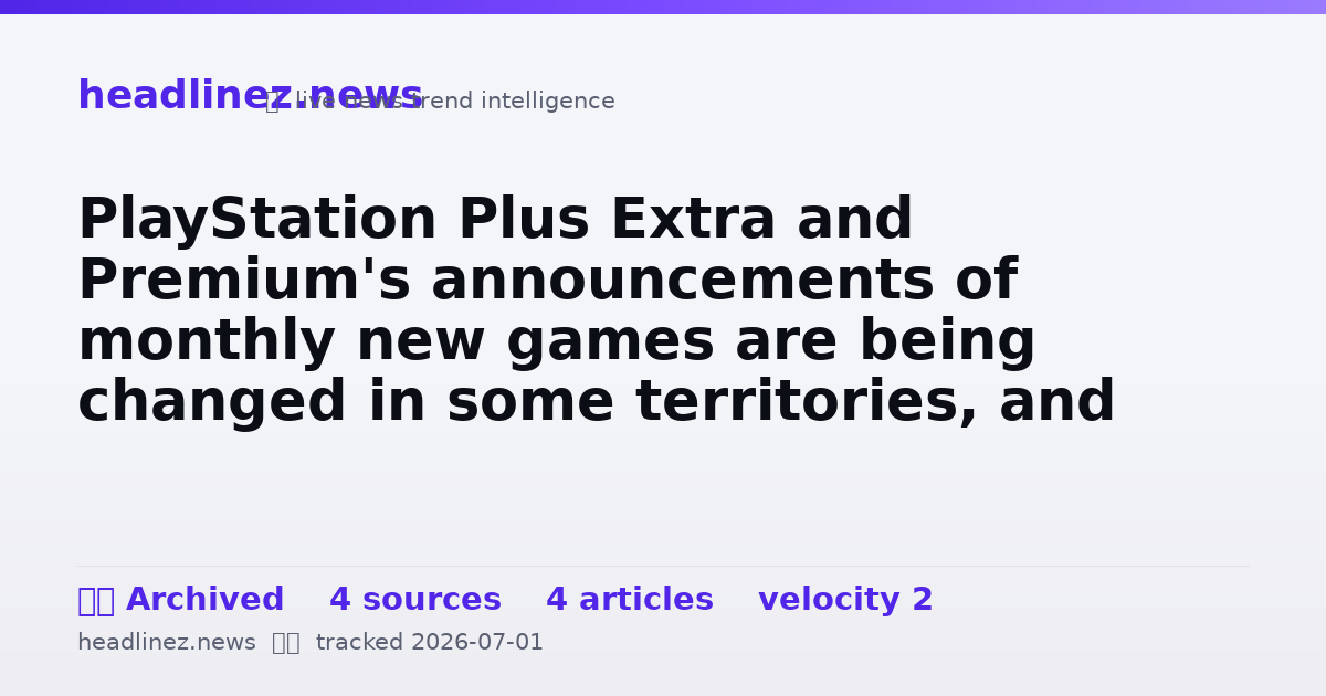 Visual summary for PlayStation Plus Extra and Premium's announcements of monthly new games are being changed in some territories, and players aren't happy about it