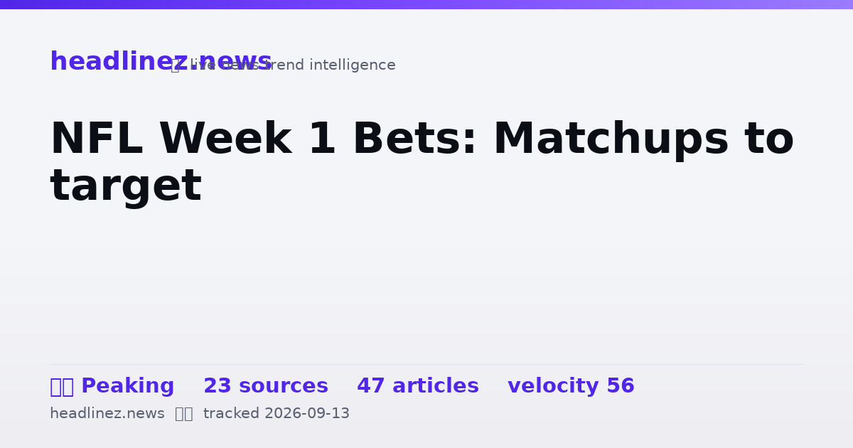 Visual summary for NFL Week 1 Bets: Matchups to target