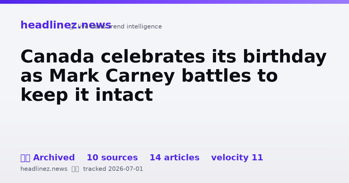 Visual summary for Canada celebrates its birthday as Mark Carney battles to keep it intact