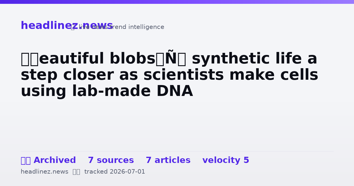 Visual summary for ‘Beautiful blobs’: synthetic life a step closer as scientists make cells using lab-made DNA