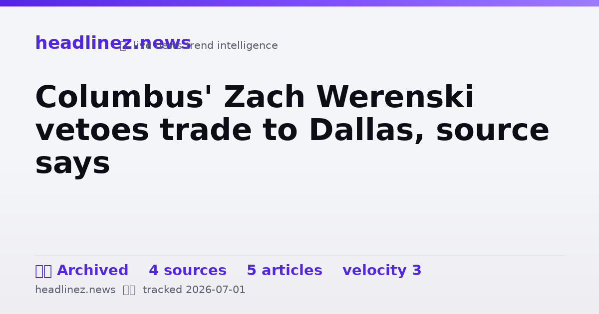 Visual summary for Columbus' Zach Werenski vetoes trade to Dallas, source says