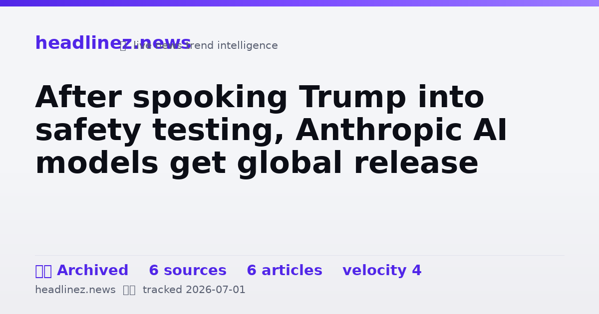 Visual summary for After spooking Trump into safety testing, Anthropic AI models get global release