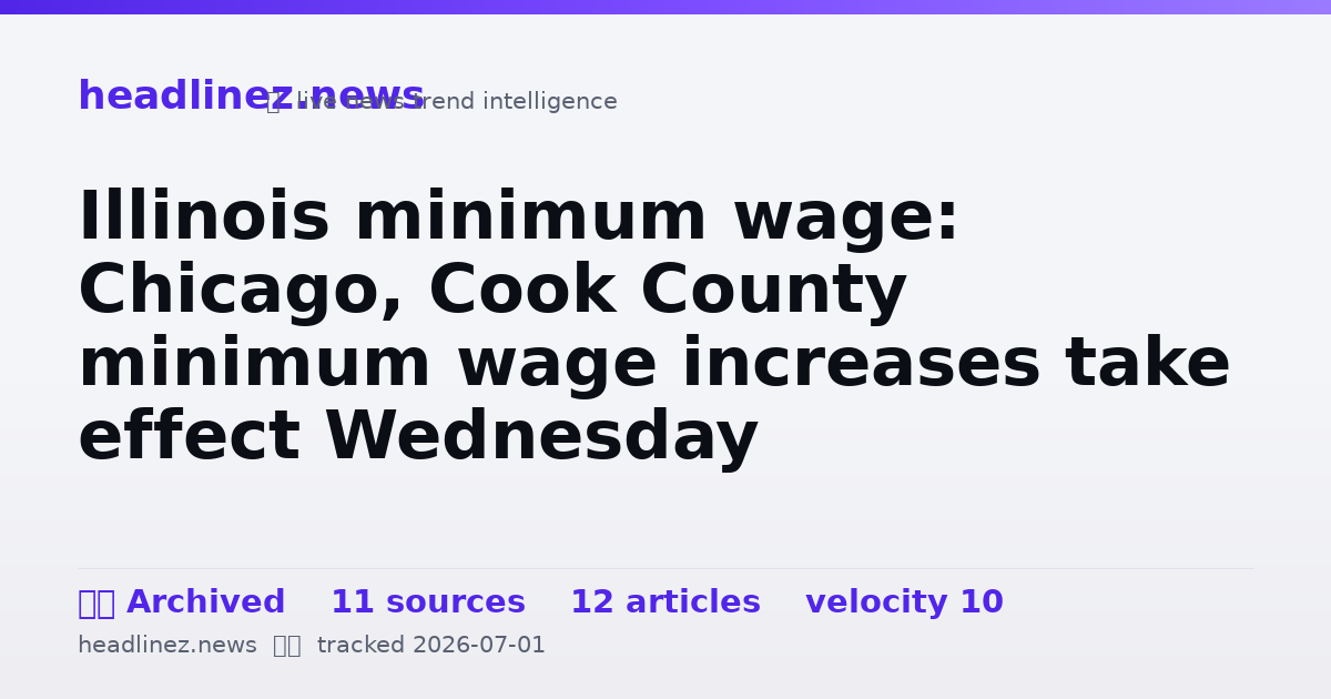 Visual summary for Illinois minimum wage: Chicago, Cook County minimum wage increases take effect Wednesday