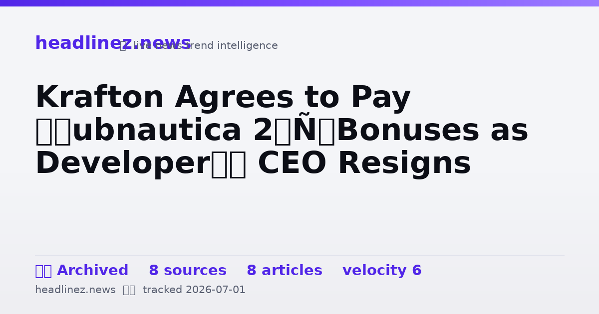 Visual summary for Krafton Agrees to Pay ‘Subnautica 2’ Bonuses as Developer’s CEO Resigns