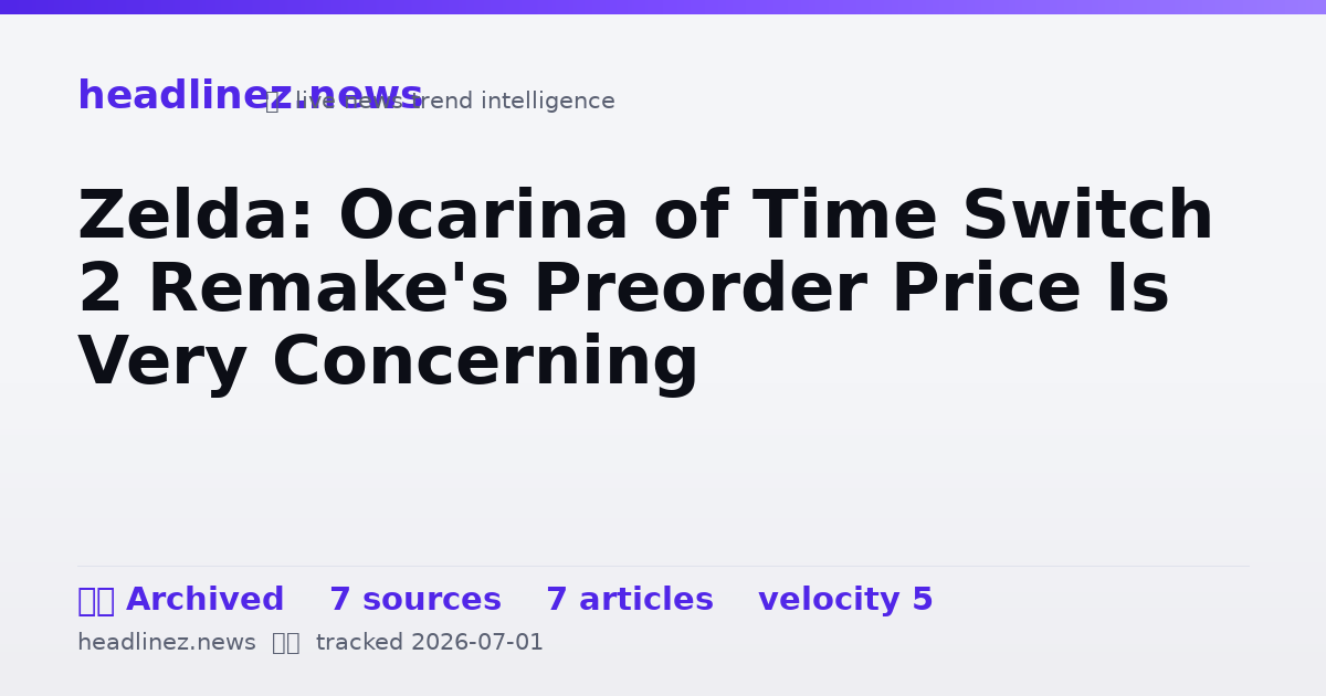 Visual summary for Zelda: Ocarina of Time Switch 2 Remake's Preorder Price Is Very Concerning