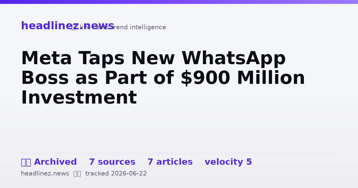 Visual summary for Meta Taps New WhatsApp Boss as Part of $900 Million Investment