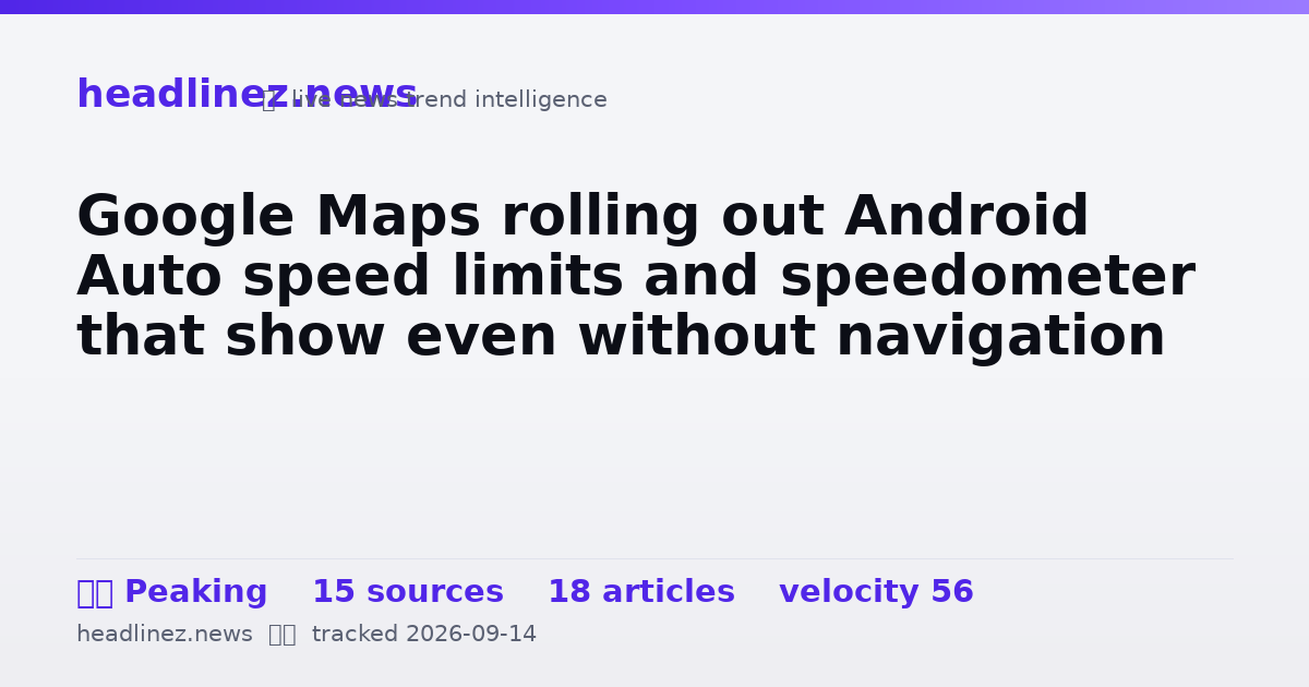 Visual summary for Google Maps rolling out Android Auto speed limits and speedometer that show even without navigation