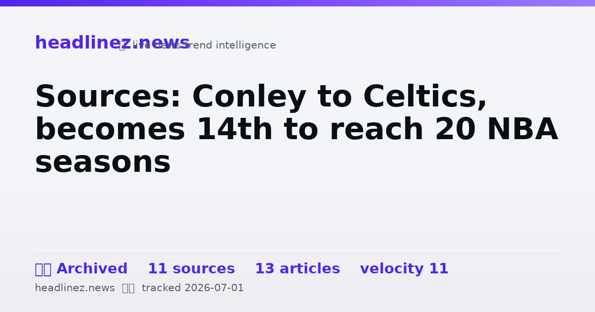 Visual summary for Sources: Conley to Celtics, becomes 14th to reach 20 NBA seasons