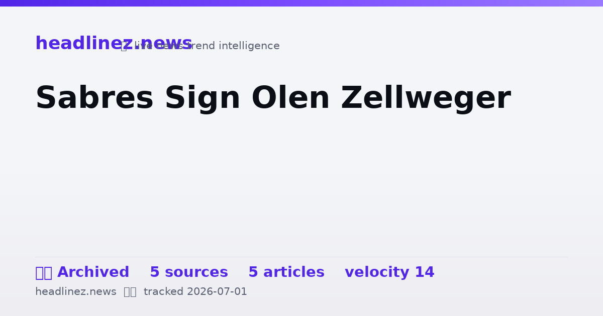 Visual summary for Sabres Sign Olen Zellweger