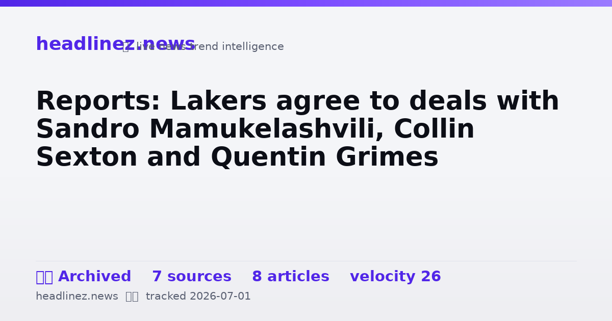 Visual summary for Reports: Lakers agree to deals with Sandro Mamukelashvili, Collin Sexton and Quentin Grimes
