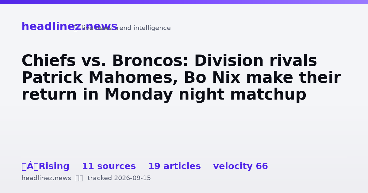 Visual summary for Chiefs vs. Broncos: Division rivals Patrick Mahomes, Bo Nix make their return in Monday night matchup