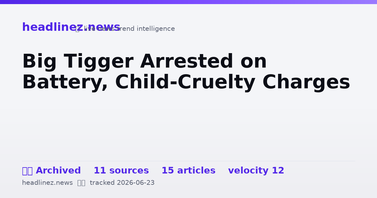 Visual summary for Big Tigger Arrested on Battery, Child-Cruelty Charges