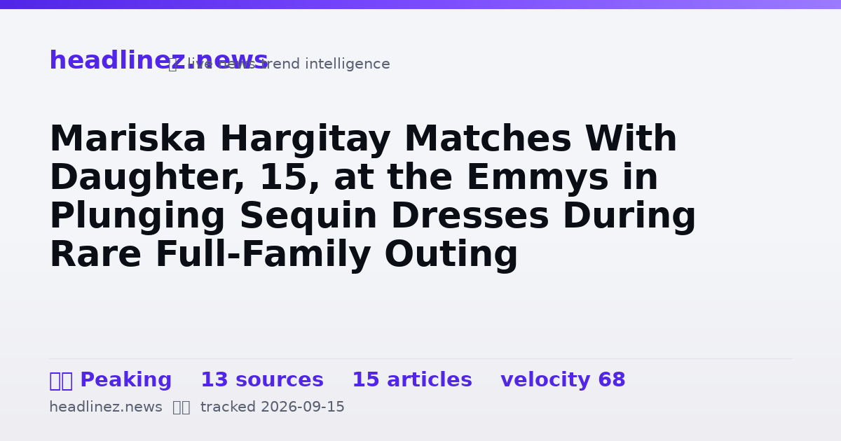 Visual summary for Mariska Hargitay Matches With Daughter, 15, at the Emmys in Plunging Sequin Dresses During Rare Full-Family Outing