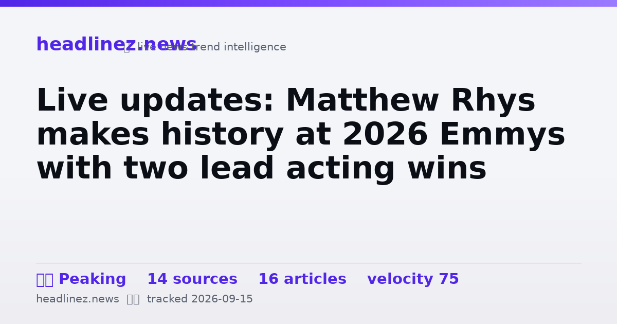 Visual summary for Live updates: Matthew Rhys makes history at 2026 Emmys with two lead acting wins