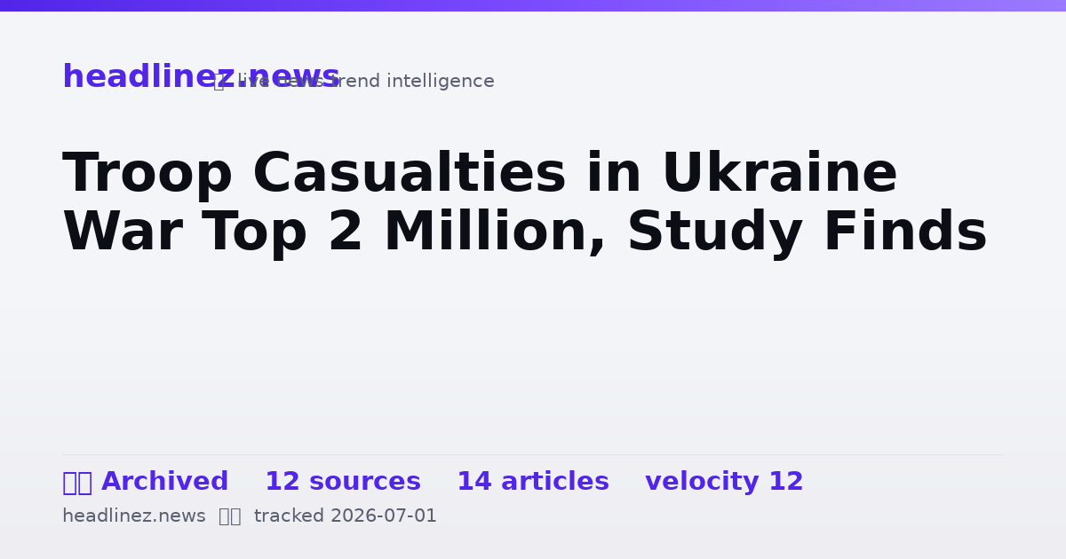Visual summary for Troop Casualties in Ukraine War Top 2 Million, Study Finds