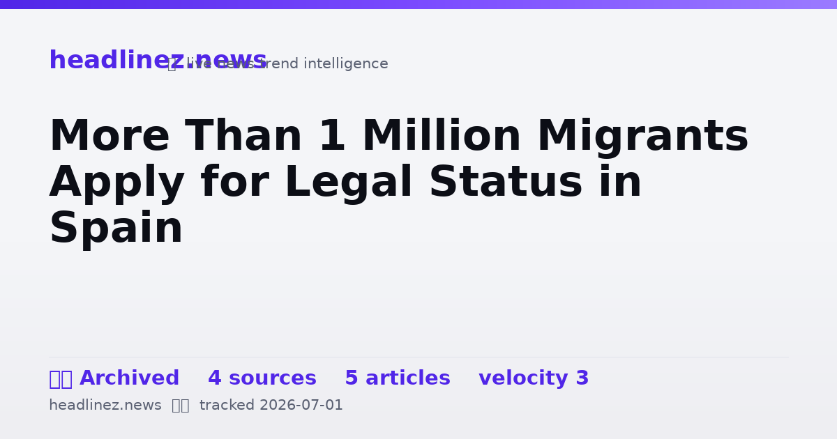 Visual summary for More Than 1 Million Migrants Apply for Legal Status in Spain