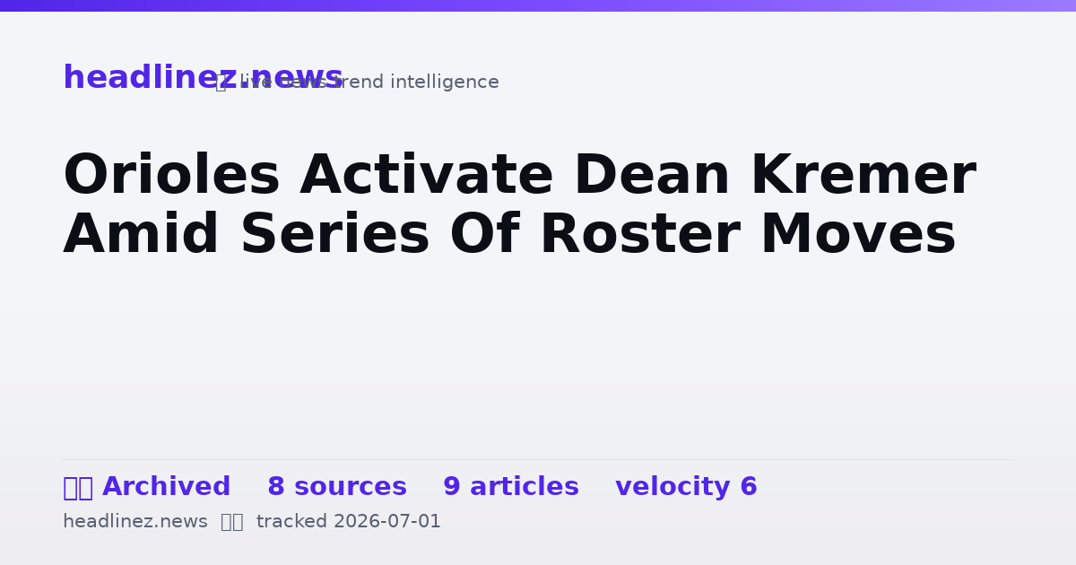 Visual summary for Orioles Activate Dean Kremer Amid Series Of Roster Moves