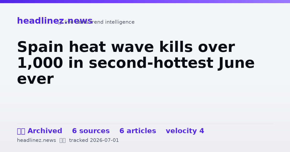 Visual summary for Spain heat wave kills over 1,000 in second-hottest June ever