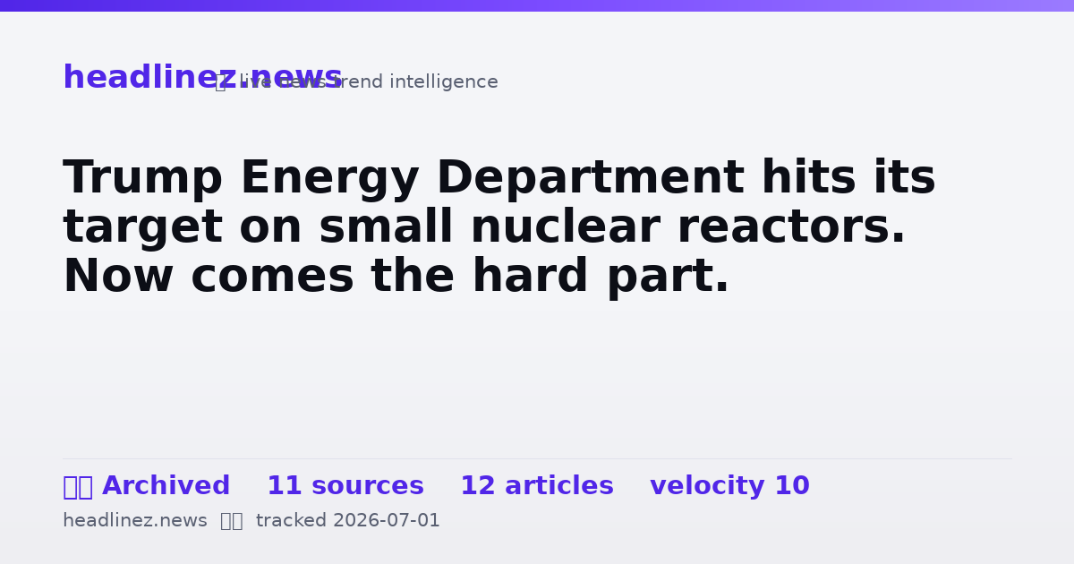 Visual summary for Trump Energy Department hits its target on small nuclear reactors. Now comes the hard part.