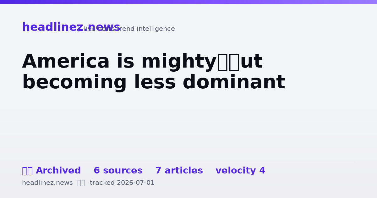 Visual summary for America is mighty—but becoming less dominant