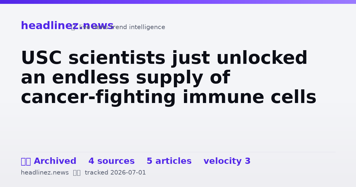 Visual summary for USC scientists just unlocked an endless supply of cancer-fighting immune cells