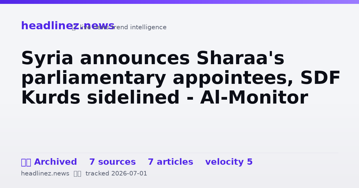 Visual summary for Syria announces Sharaa's parliamentary appointees, SDF Kurds sidelined - Al-Monitor