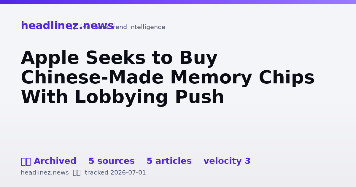Visual summary for Apple Seeks to Buy Chinese-Made Memory Chips With Lobbying Push