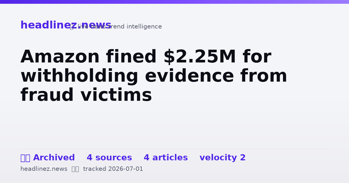 Visual summary for Amazon fined $2.25M for withholding evidence from fraud victims