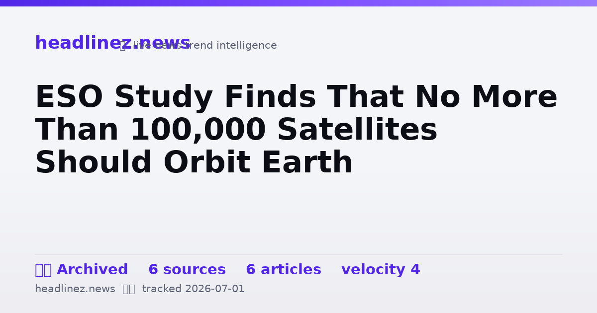 Visual summary for ESO Study Finds That No More Than 100,000 Satellites Should Orbit Earth