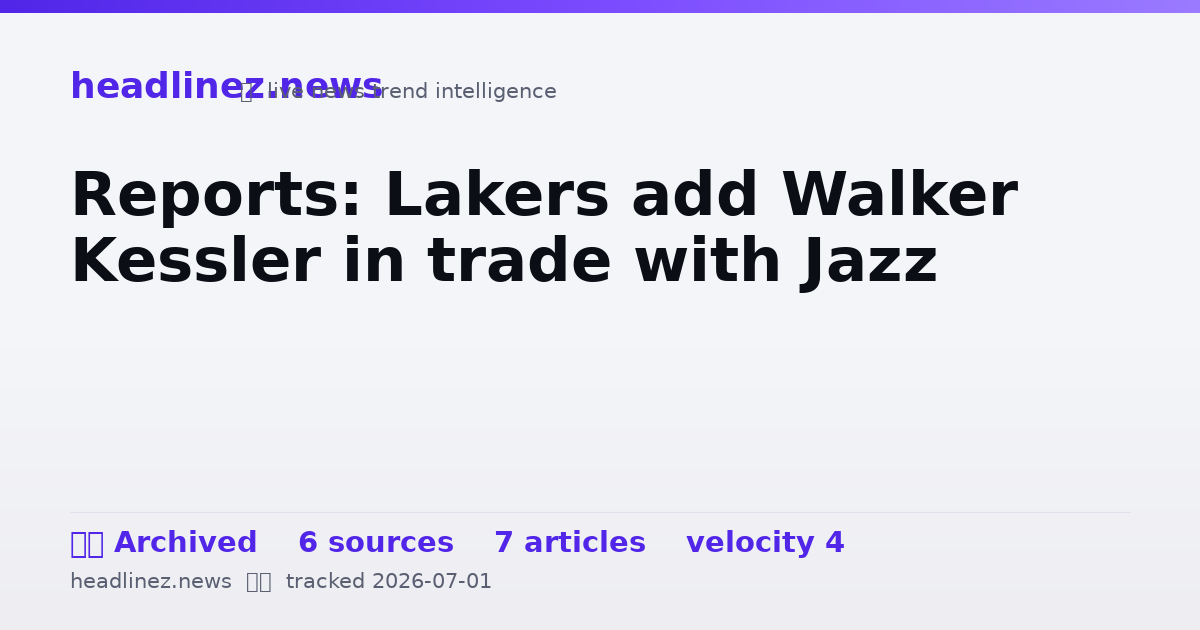 Visual summary for Reports: Lakers add Walker Kessler in trade with Jazz