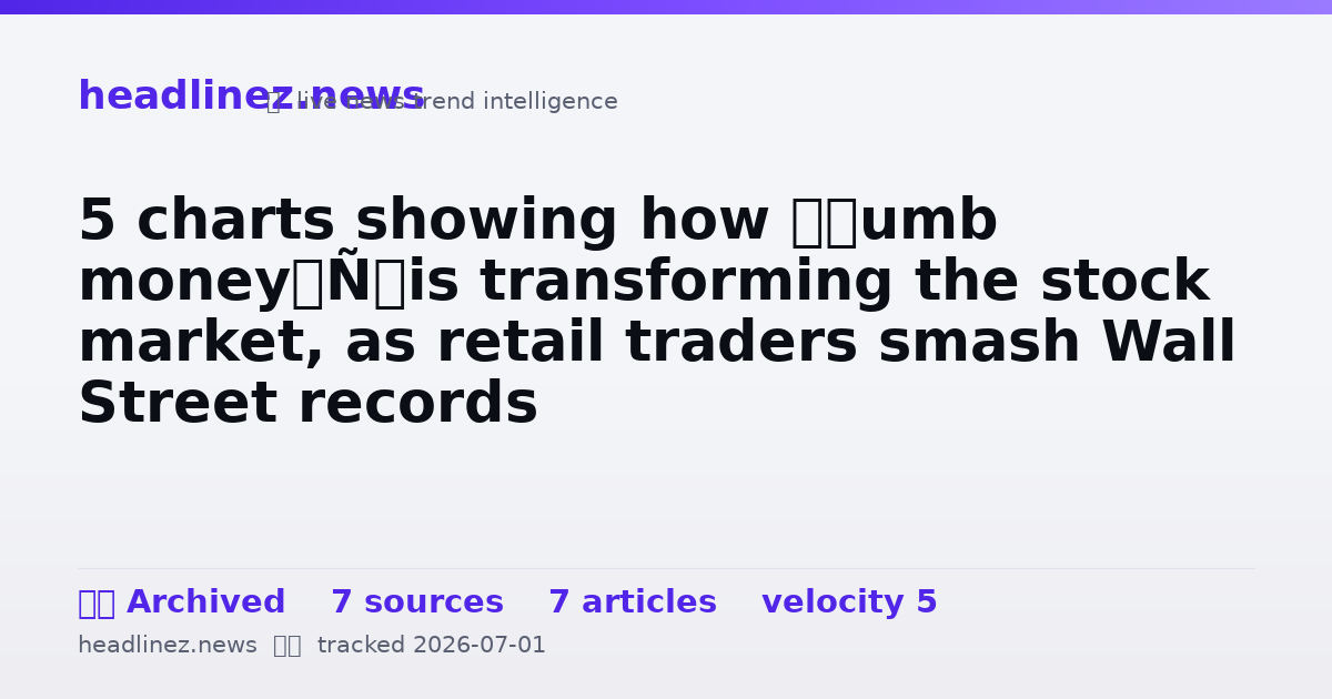 Visual summary for 5 charts showing how ‘dumb money’ is transforming the stock market, as retail traders smash Wall Street records