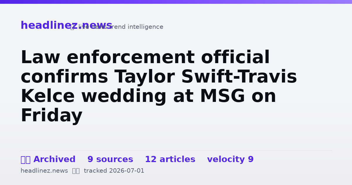 Visual summary for Law enforcement official confirms Taylor Swift-Travis Kelce wedding at MSG on Friday