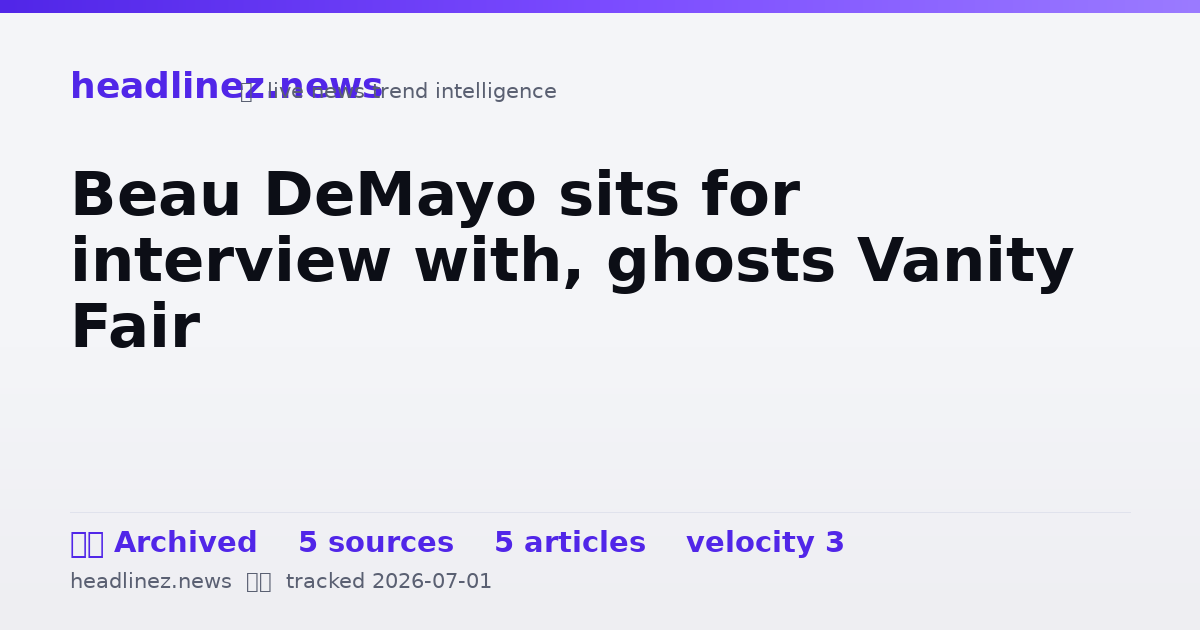 Visual summary for Beau DeMayo sits for interview with, ghosts Vanity Fair
